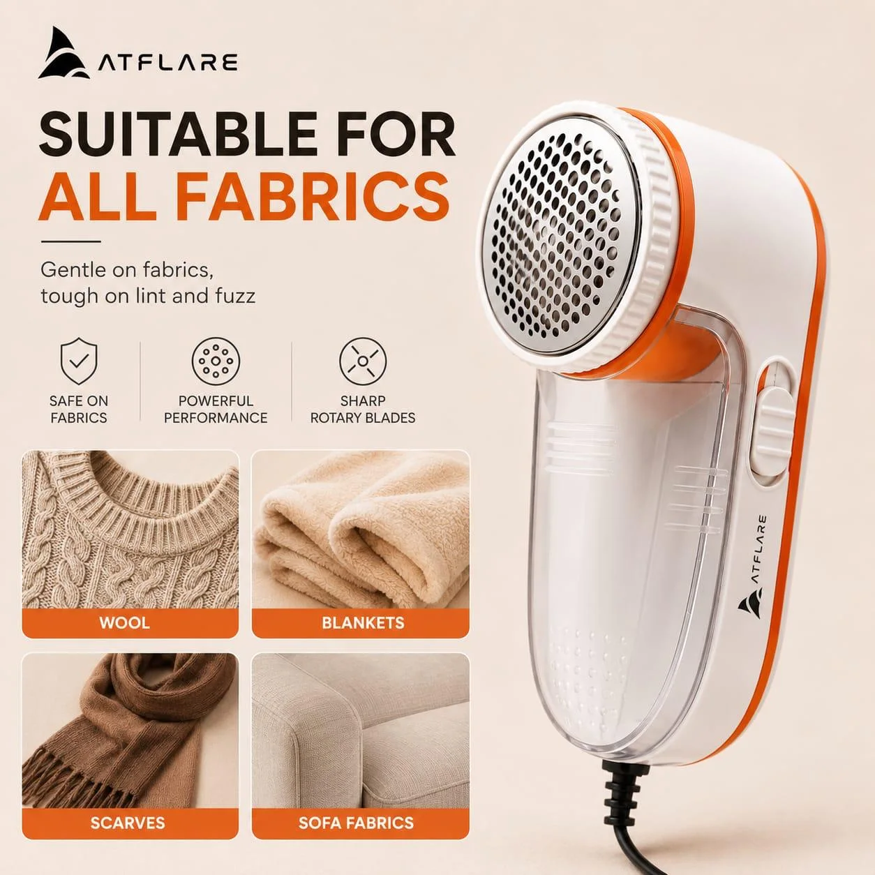 ATFLARE Electric Fabric Lint Remover | Portable Fabric Shaver for Clothes, Sweaters, Blankets & Upholstery - view 5