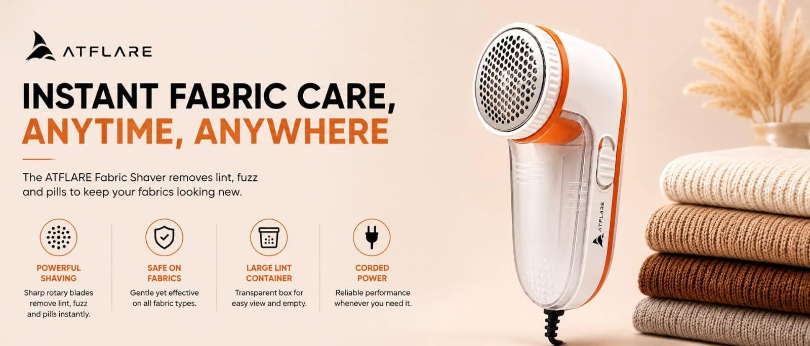 ATFLARE Electric Fabric Lint Remover | Portable Fabric Shaver for Clothes, Sweaters, Blankets & Upholstery - view 12
