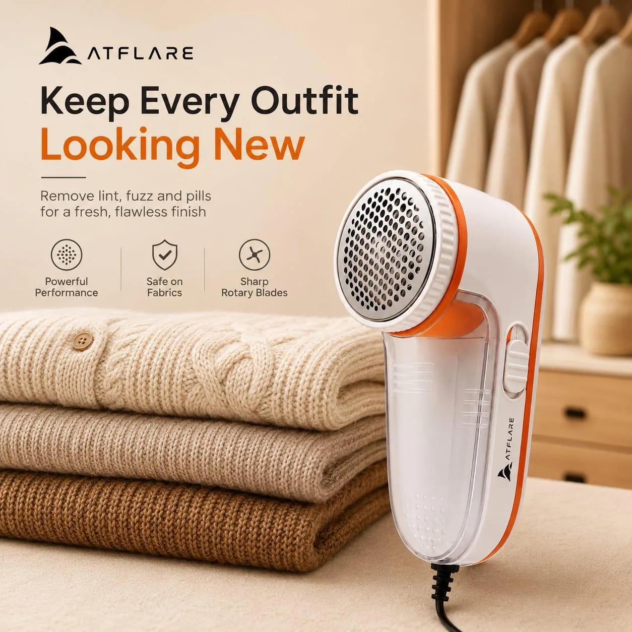 ATFLARE Electric Fabric Lint Remover | Portable Fabric Shaver for Clothes, Sweaters, Blankets & Upholstery - view 6