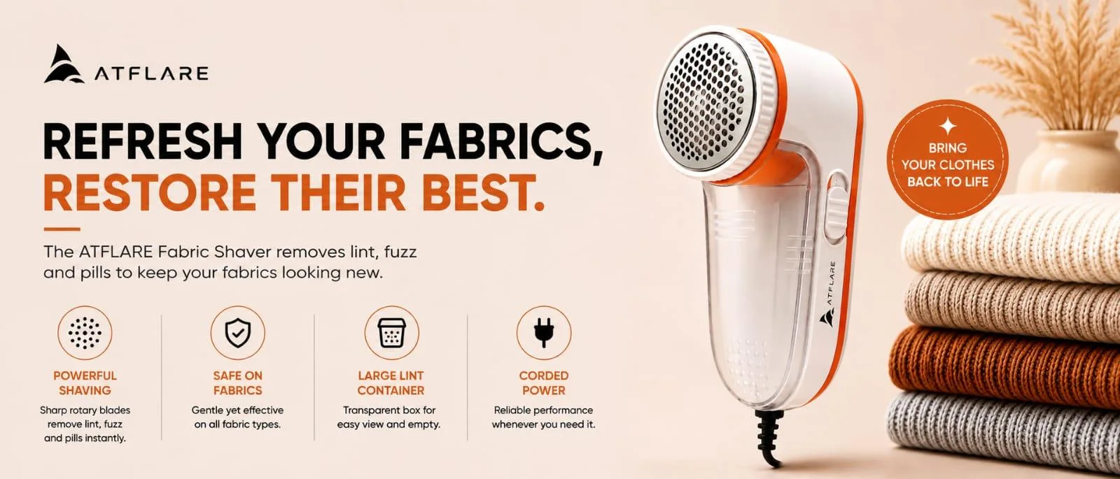 ATFLARE Electric Fabric Lint Remover | Portable Fabric Shaver for Clothes, Sweaters, Blankets & Upholstery - view 7