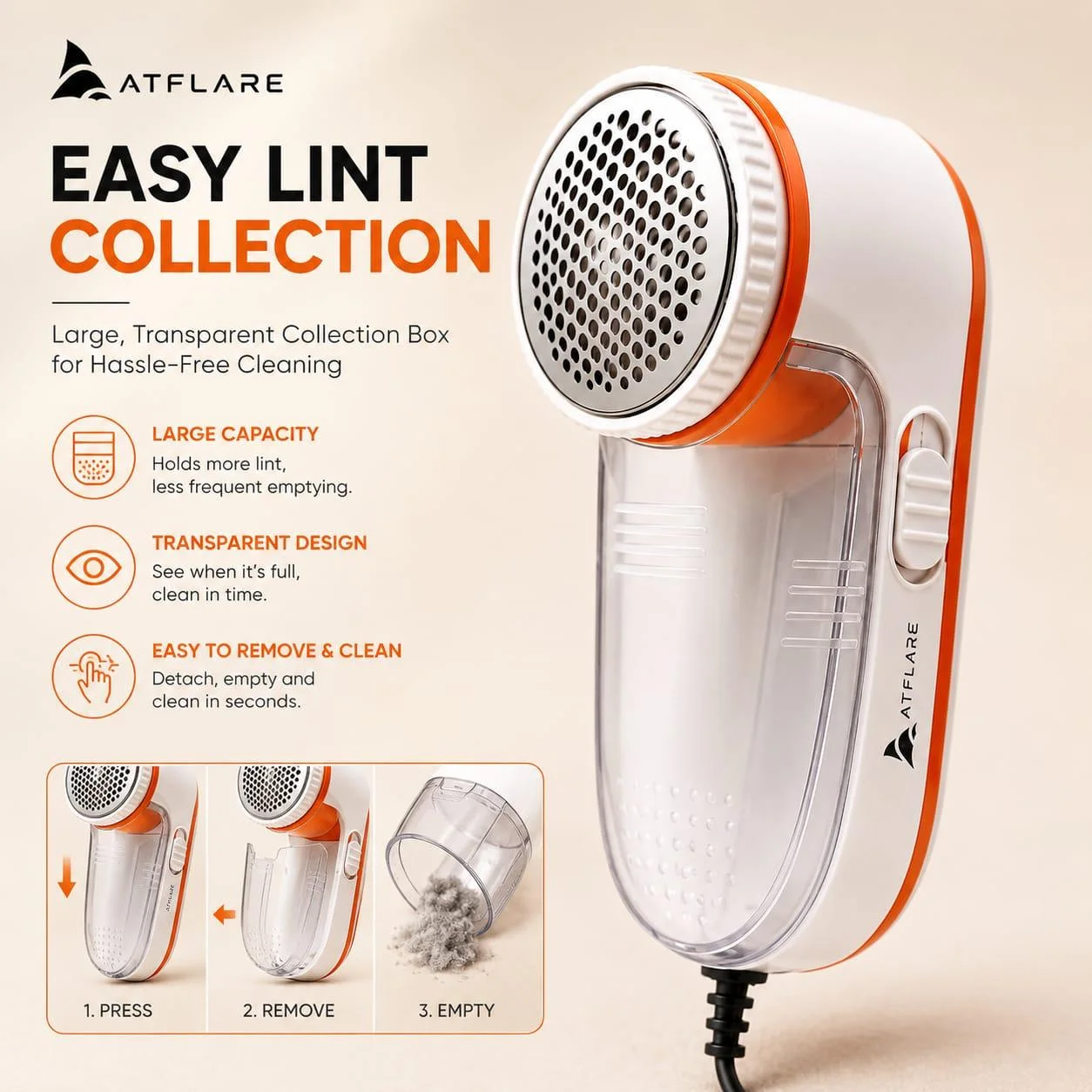 ATFLARE Electric Fabric Lint Remover | Portable Fabric Shaver for Clothes, Sweaters, Blankets & Upholstery - view 8